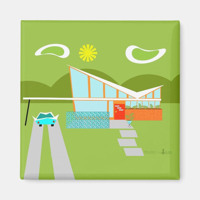 Íman Imagem Quadrada de Primaveras de Palma Retroativa (Frente)