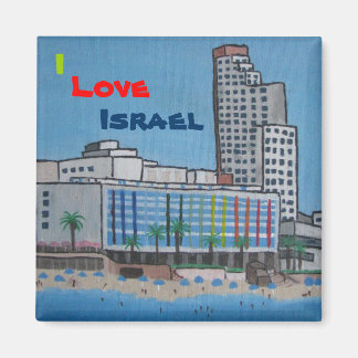 Íman Imagem quadrada personalizada que amo Israel