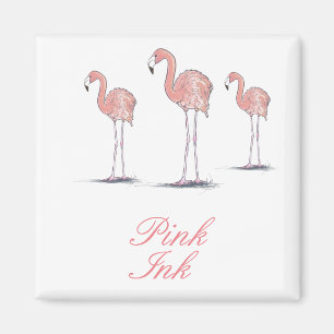 Íman Imagem quadrada Tropical de Flamingos rosa