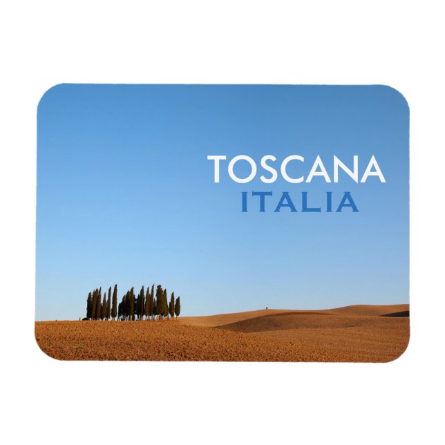 Íman Imagem retangular da Toscana com cipress e texto (Horizontal)