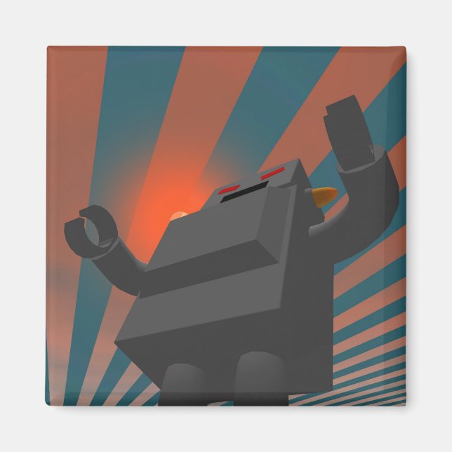 Íman Imagem Robot 4 do Estilo Retroativo (Frente)