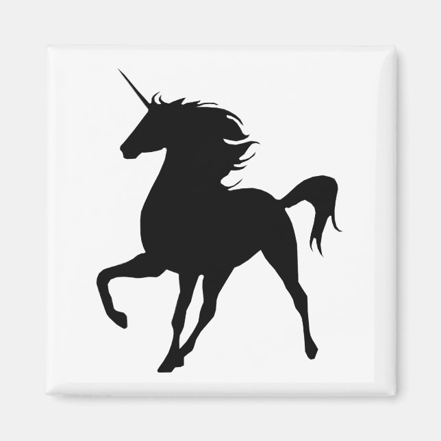 Íman Imagem Silhueta Preta Unicorn (Frente)