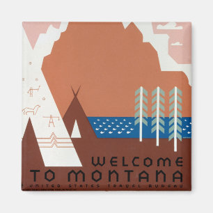 Íman Imagens Vintage da Paisagem de Montana