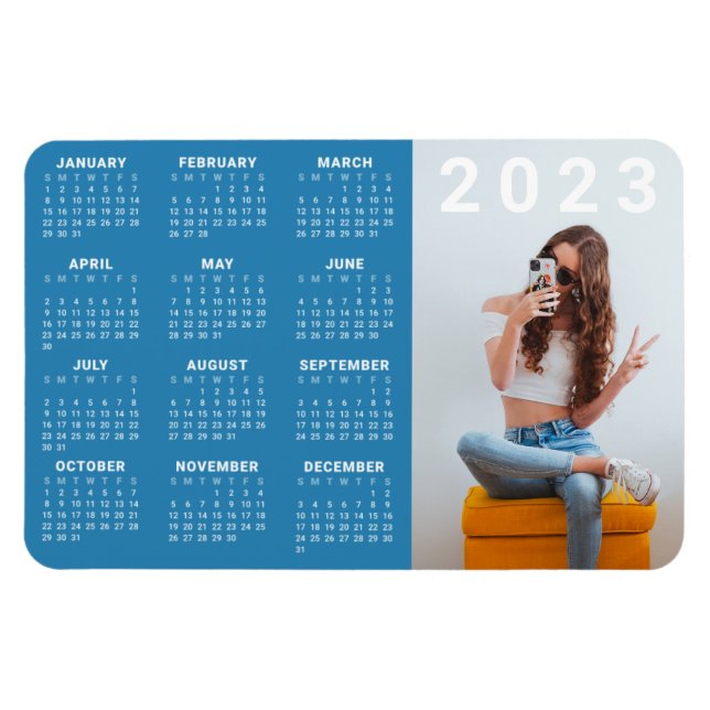 Íman Íman Calendário 2023 | Personalizar Cor e Foto (Horizontal)