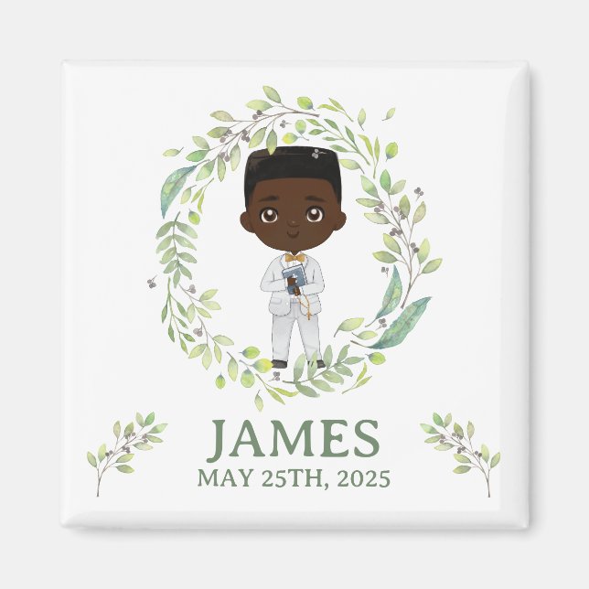 Íman Imán cuadrado Primera Comunión JAMES (Frente)