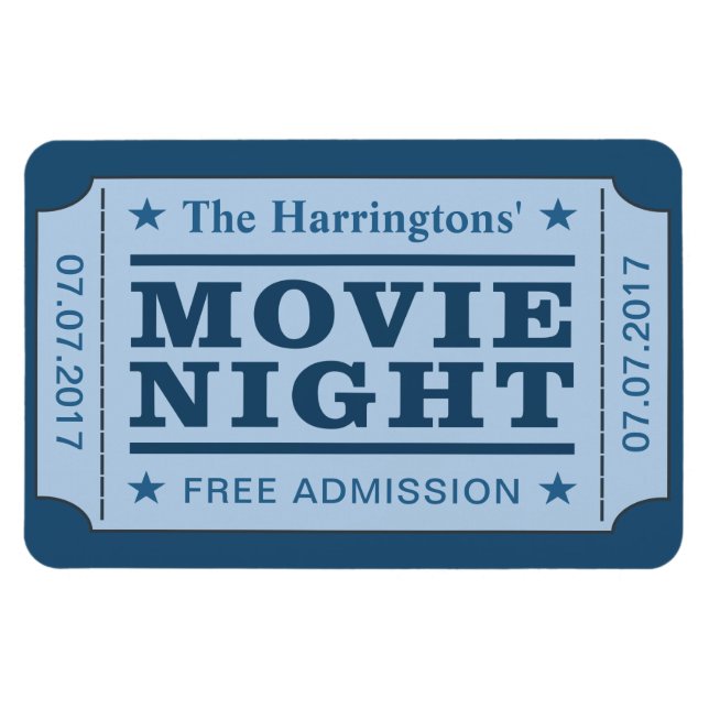 Íman Íman de nome e data personalizado "Tíquete de Film (Horizontal)