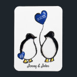 Íman Íman de presente de pinguim no aniversário de 65 a<br><div class="desc">O marido e a mulher, pinguim, no aniversário do casamento, personalizaram o íman de presente. Um presente de barato divertido e moderno para casais ou pais casados há sessenta e cinco anos. O imã mostra um casal pinguim com um balão cardíaco que lê "65" e é marinho de combinar a...</div>