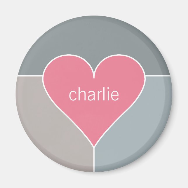 Íman Ímanes de nome personalizado de padrão de coração (Frente)