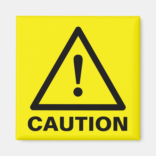 Íman Ímanes de sinal de precaução amarelo personalizado (Frente)
