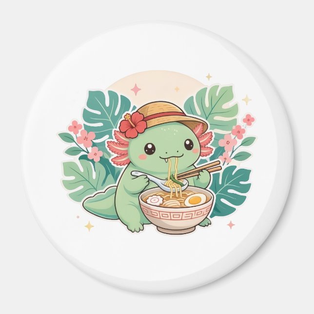 Íman Ímãs adoráveis de axolote verde (Frente)