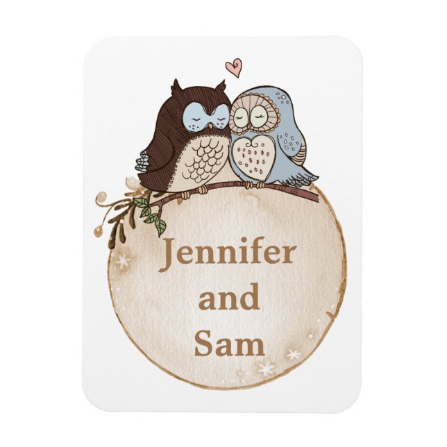 Íman Ímãs de Casamento Personalizados de Corujas Fofas (Vertical)