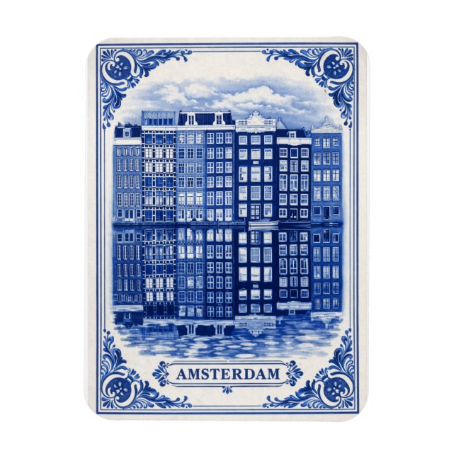 Íman Ímãs de casas do canal de Amsterdã no estilo Delft (Vertical)