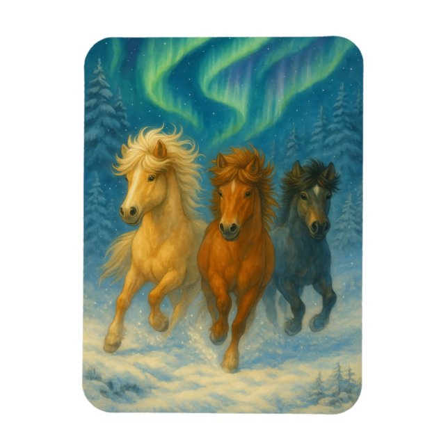 Íman Ímãs de Cavalos Islandeses Aurora Boreal (Vertical)