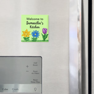 Íman Ímãs de Cozinha com Nome Personalizado Jardim Flor