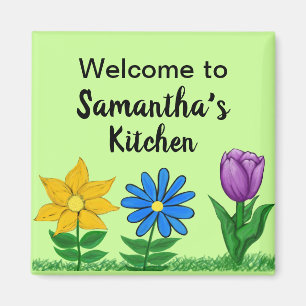Íman Ímãs de Cozinha com Nome Personalizado Jardim Flor