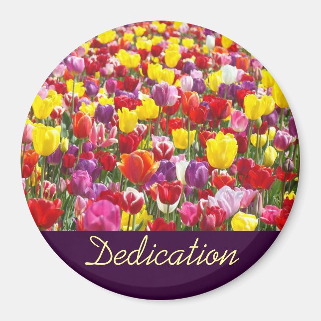 Íman Ímãs de dedicação Flores de Tulipa da Primavera Ob (Frente)