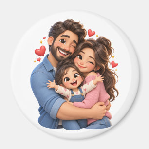 Íman Ímãs de desenho animado 3D de Amor Familiar - Fofo