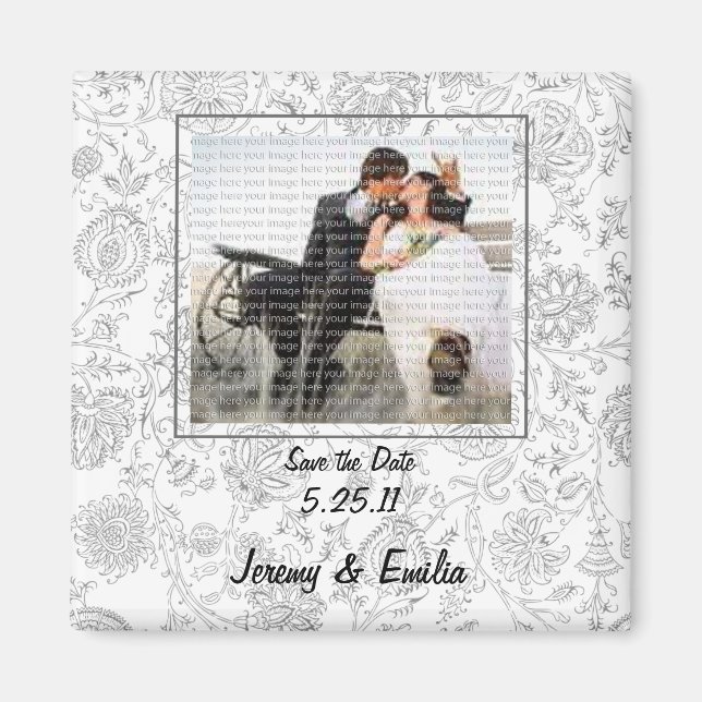 Íman Ímãs de Favor de Casamento Flores Cinzas (Frente)