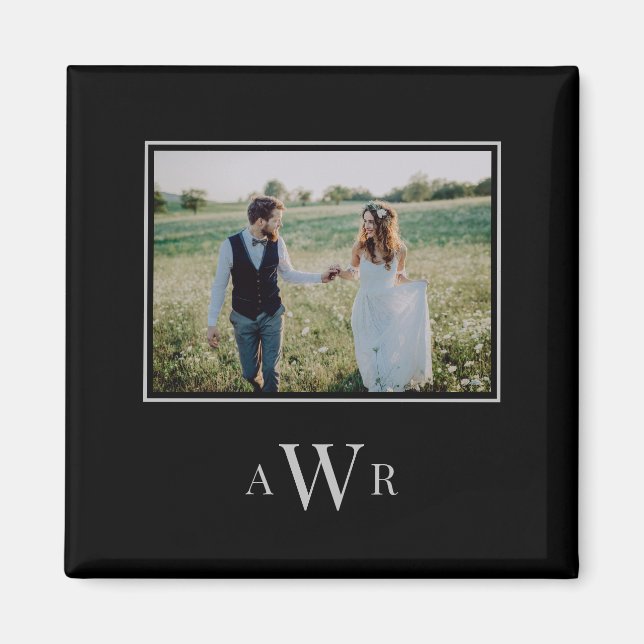 Íman Ímãs de Foto com Iniciais Elegantes Editáveis (Frente)