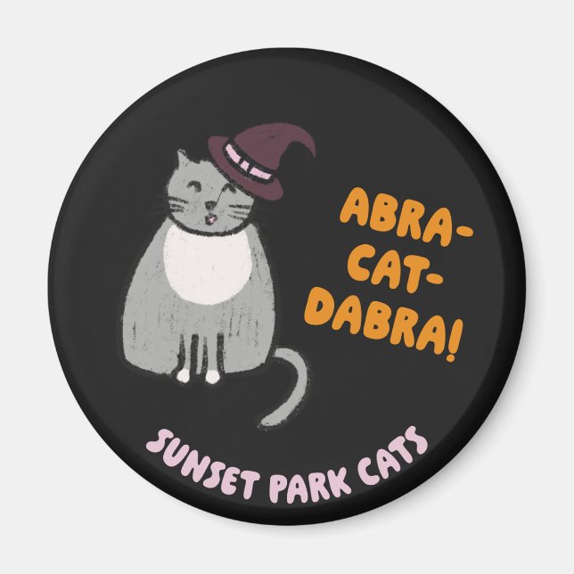 Íman Ímãs de Gatos do Parque Sunset no Halloween - Brux (Frente)