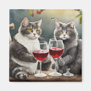 Íman Ímãs de Gatos Legais Bebendo Vinho!
