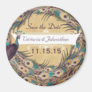 Íman Ímãs de Save the Date Água de Berinjela Pavão de D