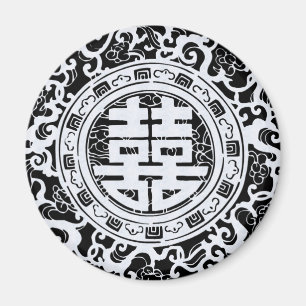 Íman Ímãs dobro chineses preto e branco da felicidade