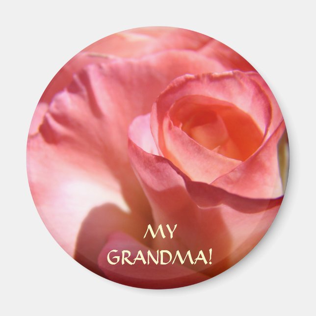 Íman Ímãs Flor Rosa Rosa Vovó! Ímã (Frente)