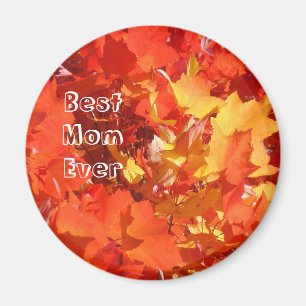 Íman Ímãs Melhor Mãe do Mundo Folhas de Outono Laranja