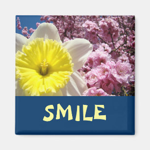 Íman Ímãs SMILE Narcisos Flores Botões Cor-de-Rosa