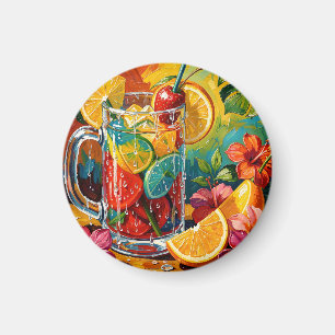 Íman Impasto de pintura a óleo de coquetel de verão tro
