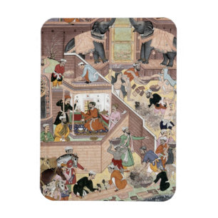 Íman Imperador Akbar (r.1556-1605) que inspeciona o