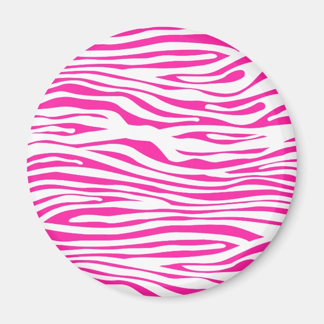 Íman Impressão animal com padrão de faixa de zebra rosa (Frente)