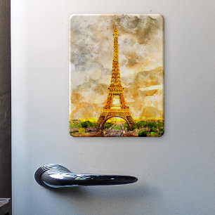 Íman Impressão artística de pintura em aquarela do pôr