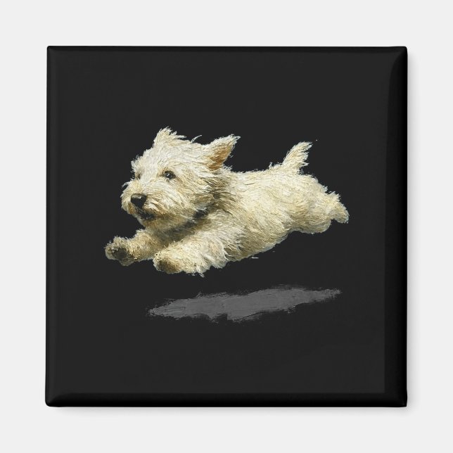 Íman Impressão artística engraçada retrô de cachorro co (Frente)