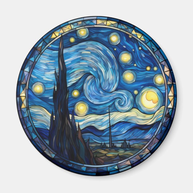 Íman Impressão artística inspirada na noite estrelada r (Frente)