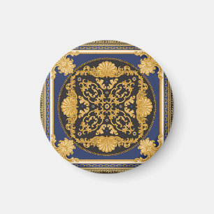 Íman Impressão Bandana: Azul Negro Dourado.
