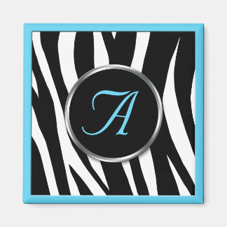 Íman Impressão Chic Zebra Impressão Aqua Azul Magnético