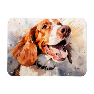 Íman Impressão de Arte de Cachorro em Aquarela Feliz