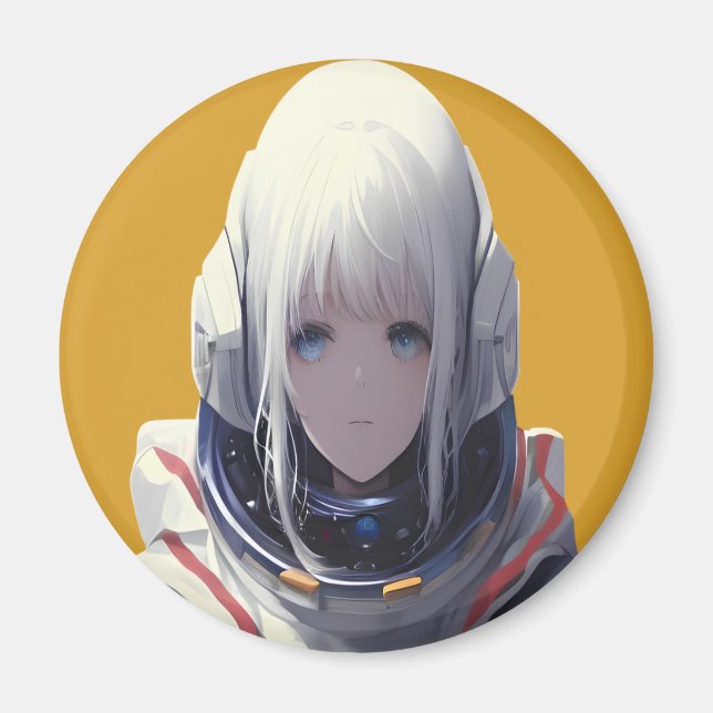 Íman Impressão de Arte de Rapariga do Espaço - Aventura (Frente)