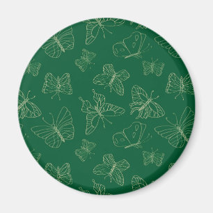 Íman Impressão de Borboleta Verde Escura, Natureza Ins