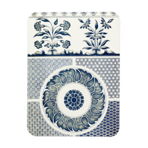 Íman Impressão de Design de Arte Gráfico Azul e Branc