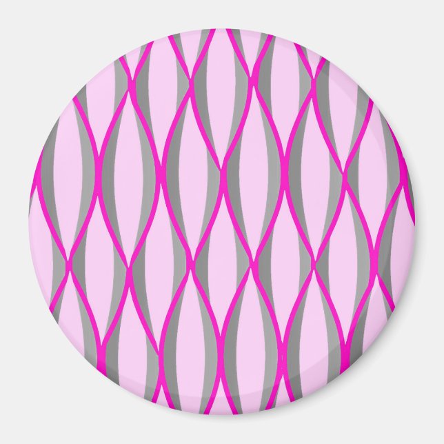 Íman Impressão de fita de meados do século - rosa e cin (Frente)