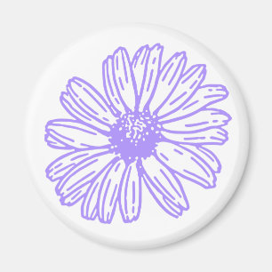 Íman Impressão de Flor de Daisy Purple Pastel, Hippie F