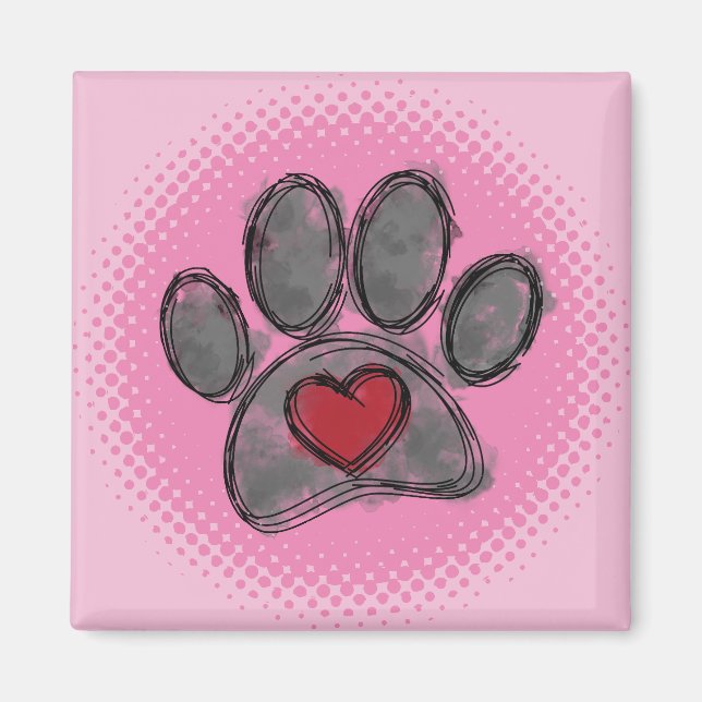 Íman Impressão de Meia-Tons de Desenho do Cão Lover (Frente)