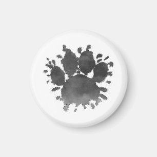 Íman Impressão de Pata de Cachorro Aquarela Canina