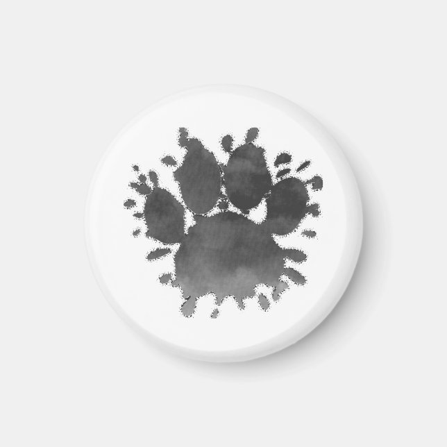 Íman Impressão de Pata de Cachorro Aquarela Canina (Frente)