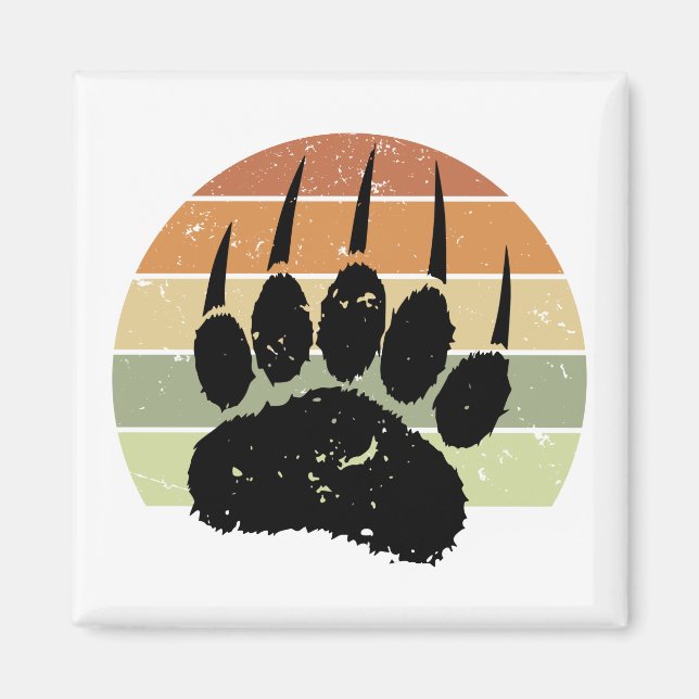 Íman Impressão de Pata de Urso Preto Angustiado Pôr do  (Frente)