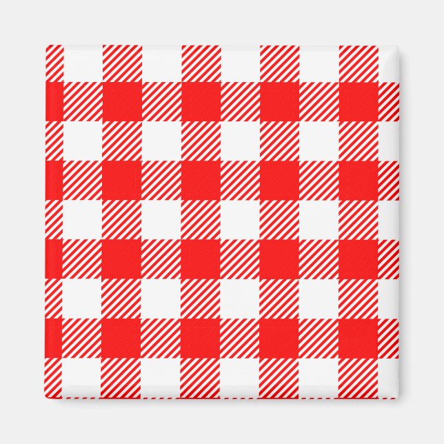 Íman Impressão de piquenique de gingham vermelho (Frente)