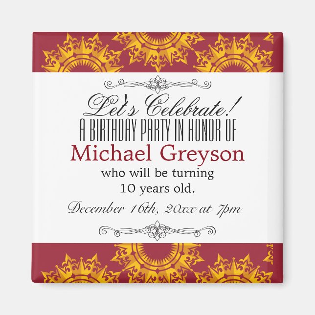 Íman Impressão de Royalties Vermelho e Amarelo (Frente)